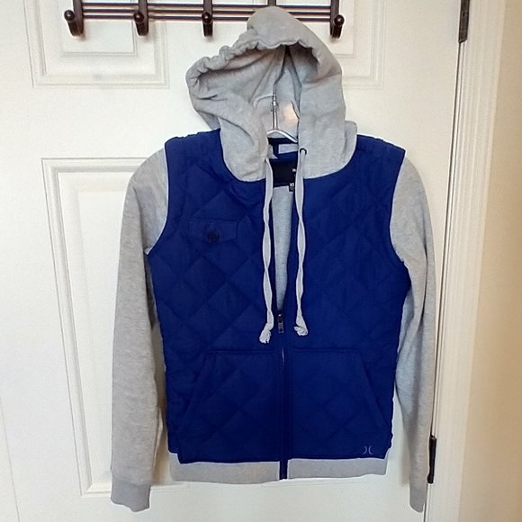Women's size XS Hurley warm zip up hoodie (dark blue and grey) - Picture 3 of 11